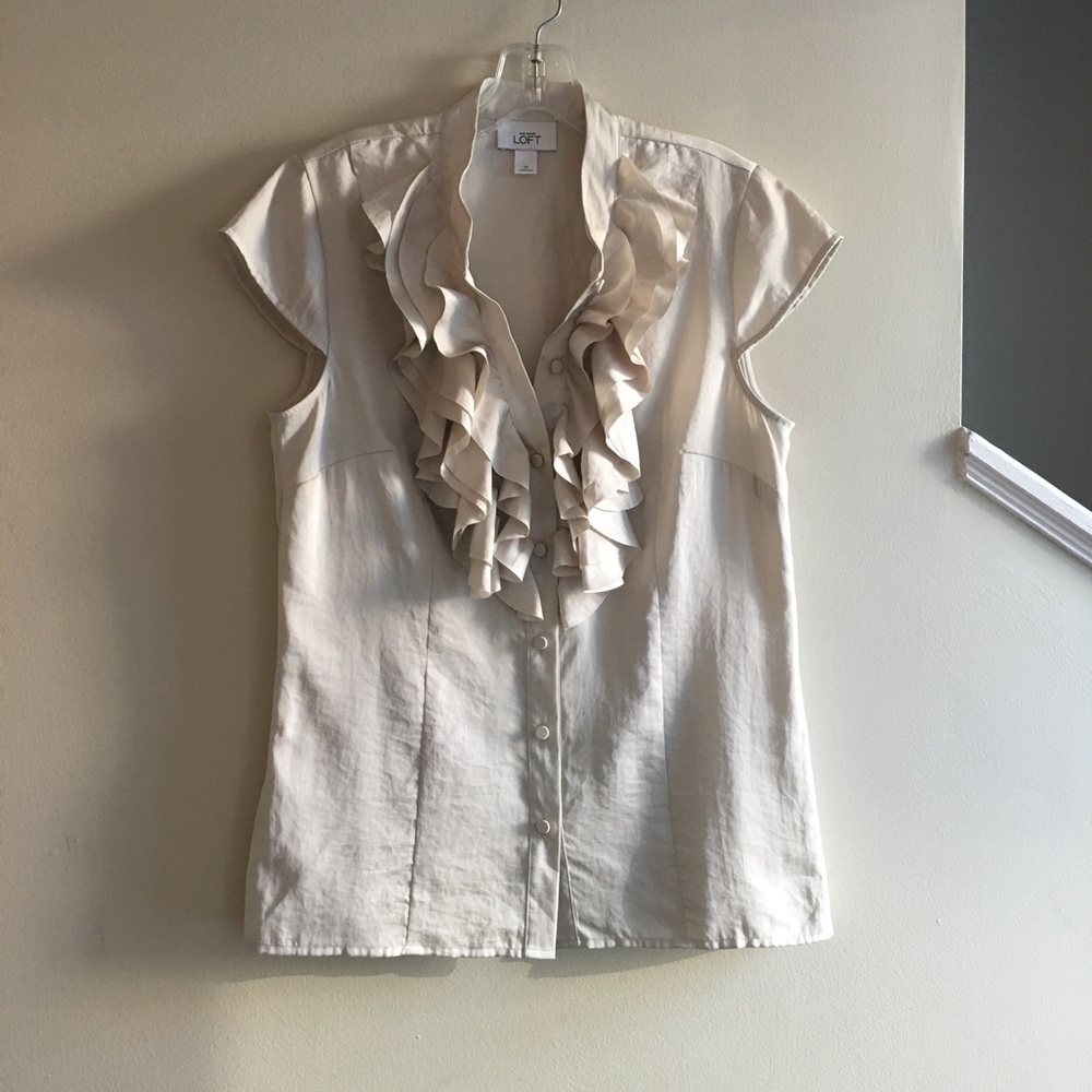 Ann Taylor LOFT Ruffle Button Down